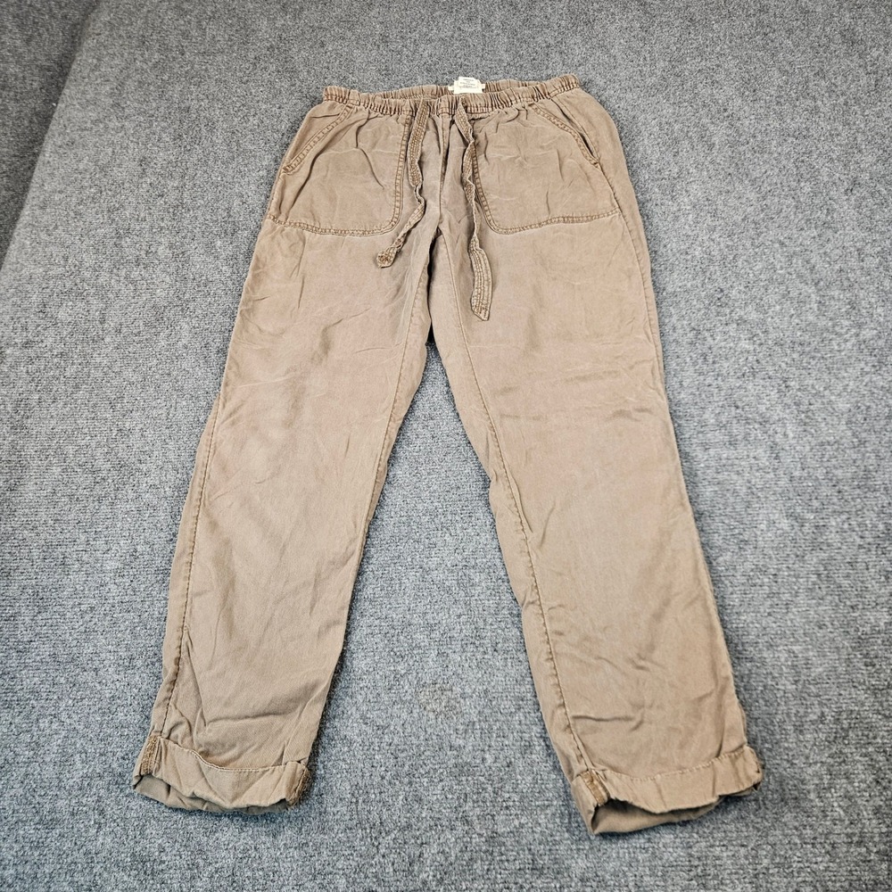 Nicole Miller New York Tan Lyocell Drawstring Jogger Pants Womens Small Khaki
